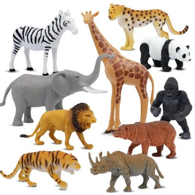 Safari Animal Figurines Set for Kids, 10 Piece Realistic Wild Zoo Animals Col...
