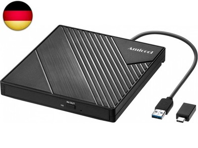 Amicool Externes DVD Laufwerk Extern USB 3.0 USB C CD Laufwerk für Laptop