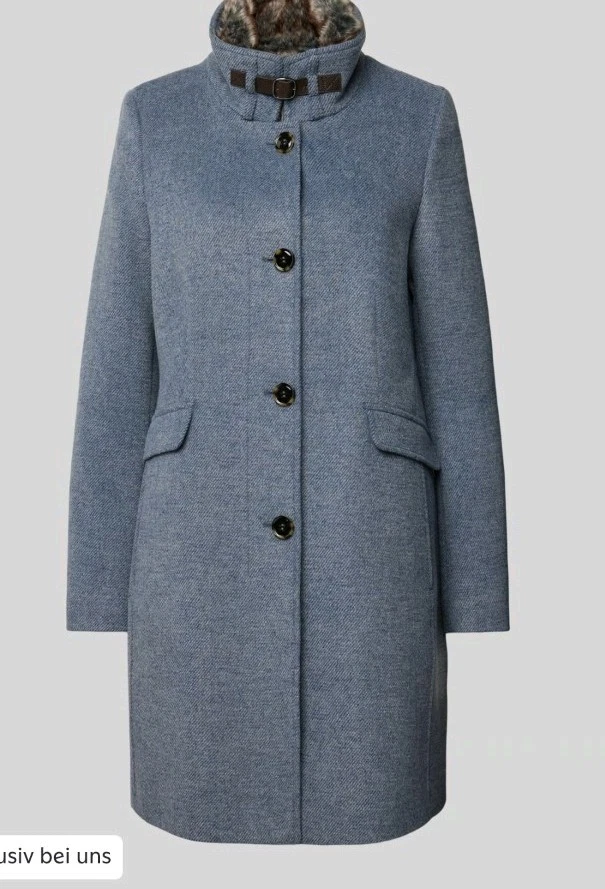 Mantel mit Stehkragen in dunkelblau melange - Bild 3 von 4