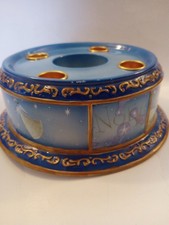 ROMAN INC. VINTAGE ROUND NATIVITY SCENE CERAMIC 4 TAPER CANDLE HOLDER