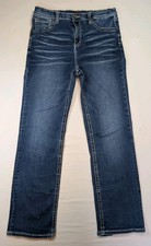 BKE Hudson Girls Straight Leg Jeans Blue Stretch Denim Youth Size 14 Buckle