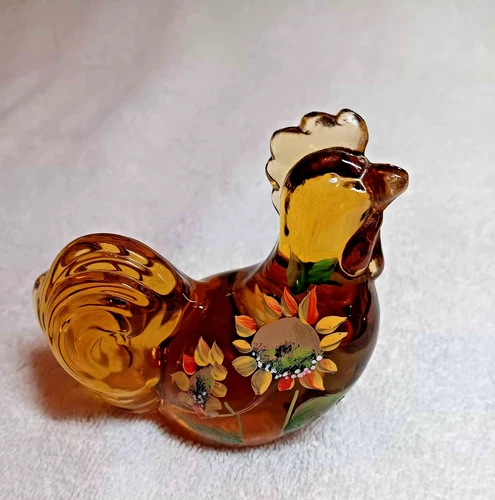 FENTON FOR LENOX "SUNNY THE LITTLE AMBER ROOSTER" HAND PAINTED FIGURINE
