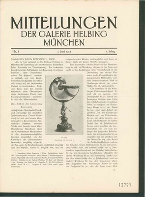 Mitteilungen der Galerie Helbing München. Nr. 8, 1 Jahrgang, 1 Juni 1912.