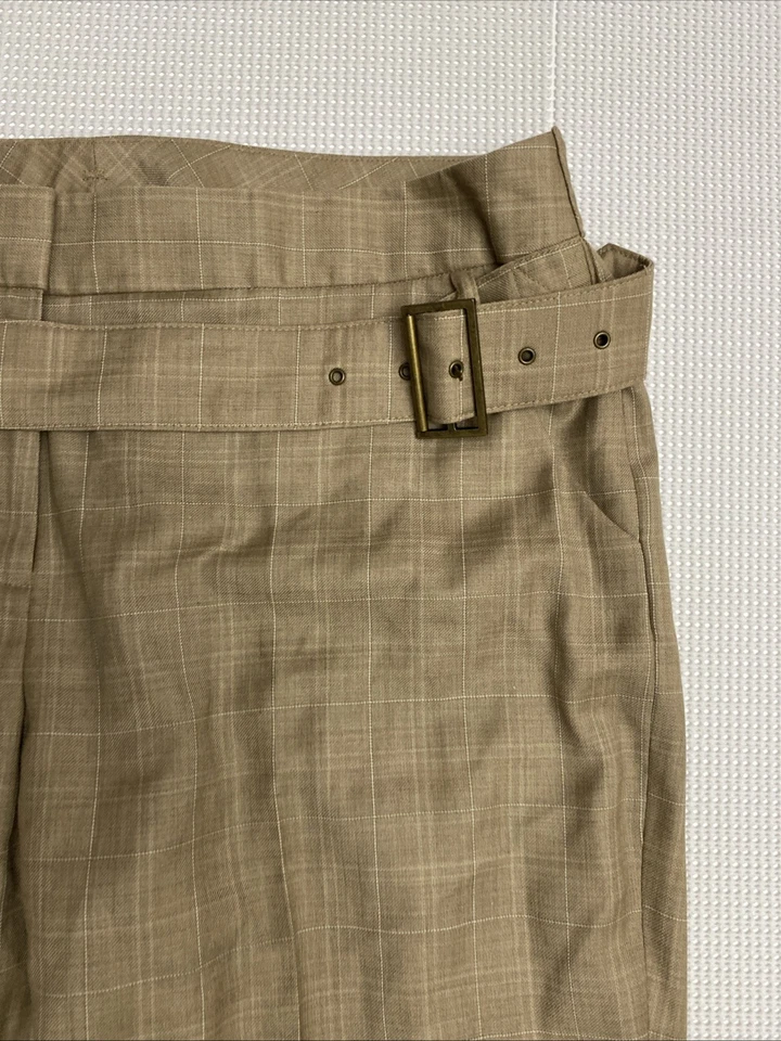Conjunto de traje de pantalones y blazer Anne Klein para mujer talla 14 tostado 2 piezas elegante lana a cuadros Foto 4 de 4