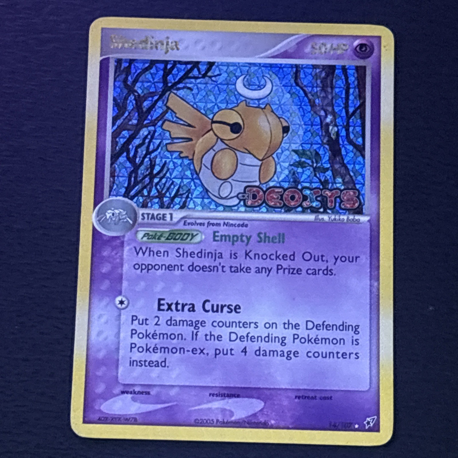 Shedinja 14/107 Pokemon TCG Deoxys Reverse Holo Foil STAMPED Rare Card MP