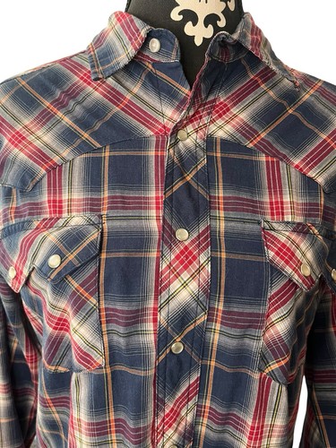 Vintage Wrangler Plaid Pearl Snap Shirt Mens Size Medium Colorful Cowboy Western - Picture 2 of 6