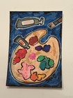 ACEO Original Doodle Art Palette Painting w/ Paint & Brush by Janay Charles — photo 2