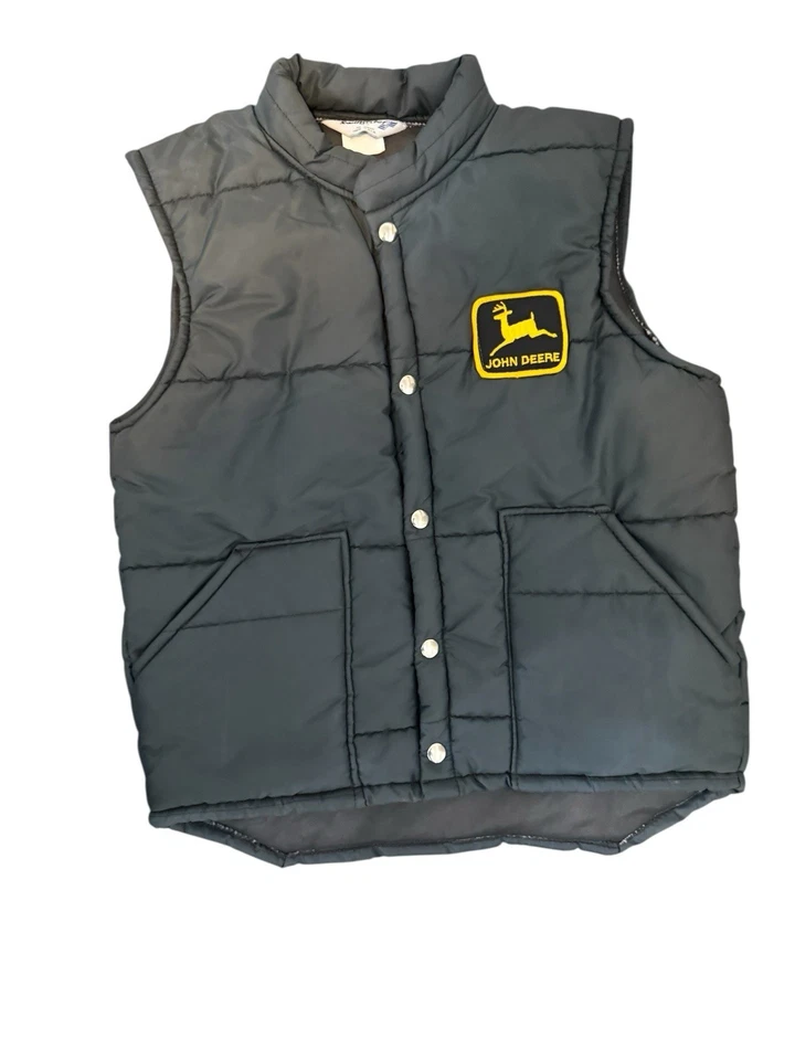 Chaleco acolchado retro Gorpcore Farm S de colección 🇺🇸John Deere Swingster negro Foto 3 de 4