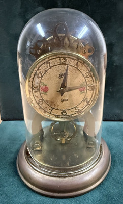 Vintage Schatz 8 Day Anniversary Brass Skeleton Clock with base support 
