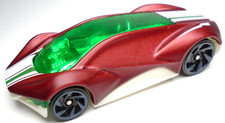 2018 HOT WHEELS EXOTIQUE RED 1:64 DIECAST 2 3/4" CAR WITH GREEN & WHITE STRIPES
