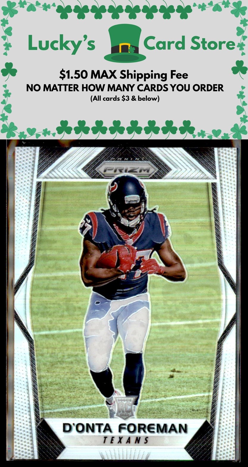 2017 Panini Prizm #273 D'Onta Foreman Silver Prizm Rookie