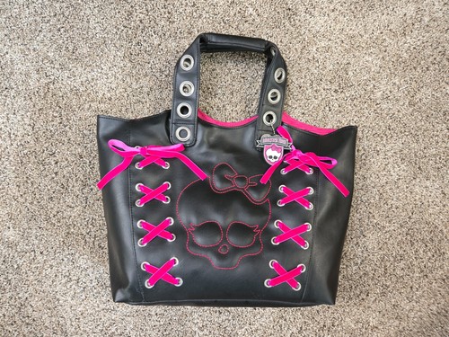 Monster High Y2K 2011 Draculaura Pink Corset Skull Tote Bag Faux Leather Grommet