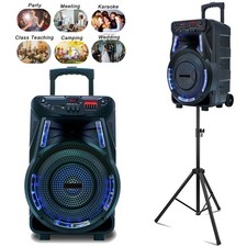 15" Pull Rod Bluetooth Speaker Wireless Portable Sound System With Mount Bracket