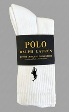 Image of New Polo Ralph Lauren white cushioned Arch Support Athletic crew Socks Size L