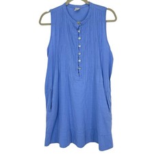 Blanco by Nature Sleeveless Suza Shift Dress Women size Small Azure Blue Cotton
