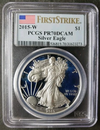 2015 W Proof $1 American Silver Eagle Dollar PCGS PR70 DCAM