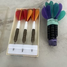 Lot of 3 sets of VINTAGE Unicorn Brass Darts Green, Purple, Orange Red