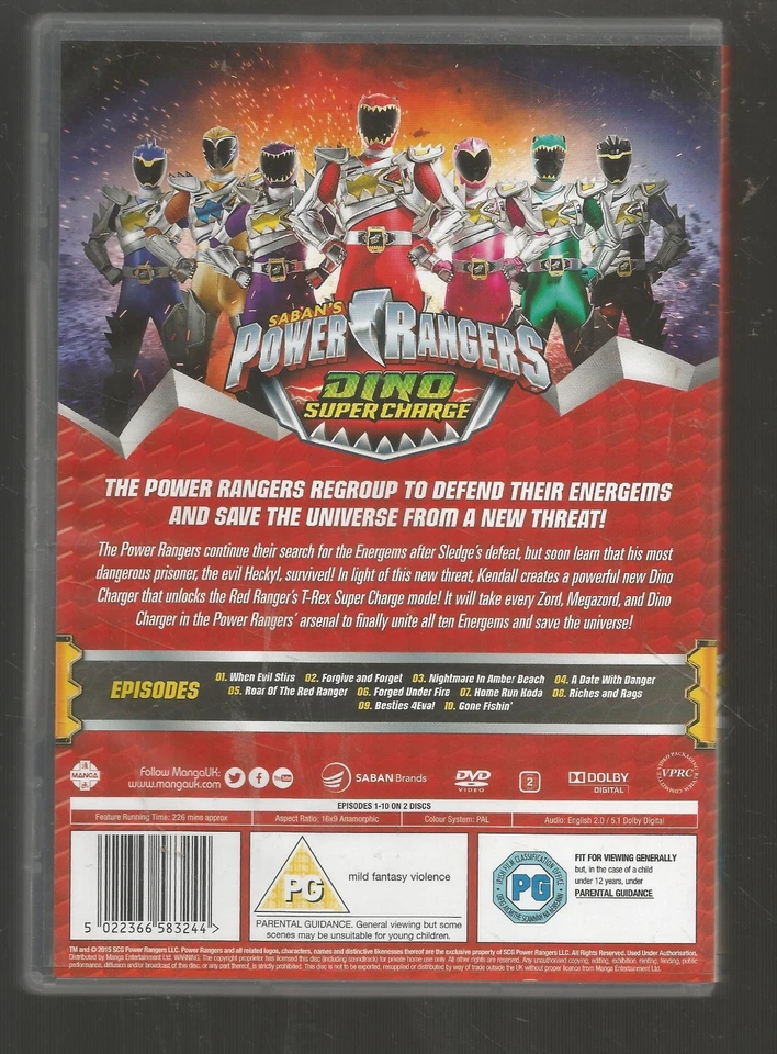 POWER RANGERS DINO SUPER CHARGE : VOLUME 1 ROAR - UK REGION 2 DVD (2-DISC SET) - Image 2 of 2