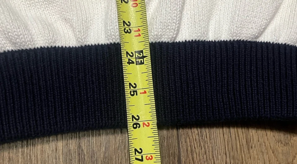 VTG Tommy HIlfiger Heavy Cotton Knit Striped Sweater Mens XL Navy/White Classic - Image 3 of 4