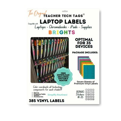Classroom Color Coded Chromebook Laptop Labels for Student Classroom Devices