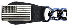 TACTICAL FLAG on Black Chrome Chain Vest Extender with Black Snaps  MADE IN USA