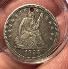 1856 Seated Liberty Quarter AU About Uncirculated Details Holed