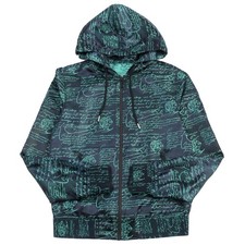 Berluti Men's Drawstring Hoodie Unused Scritto Print Blouson Navy Green Size R44
