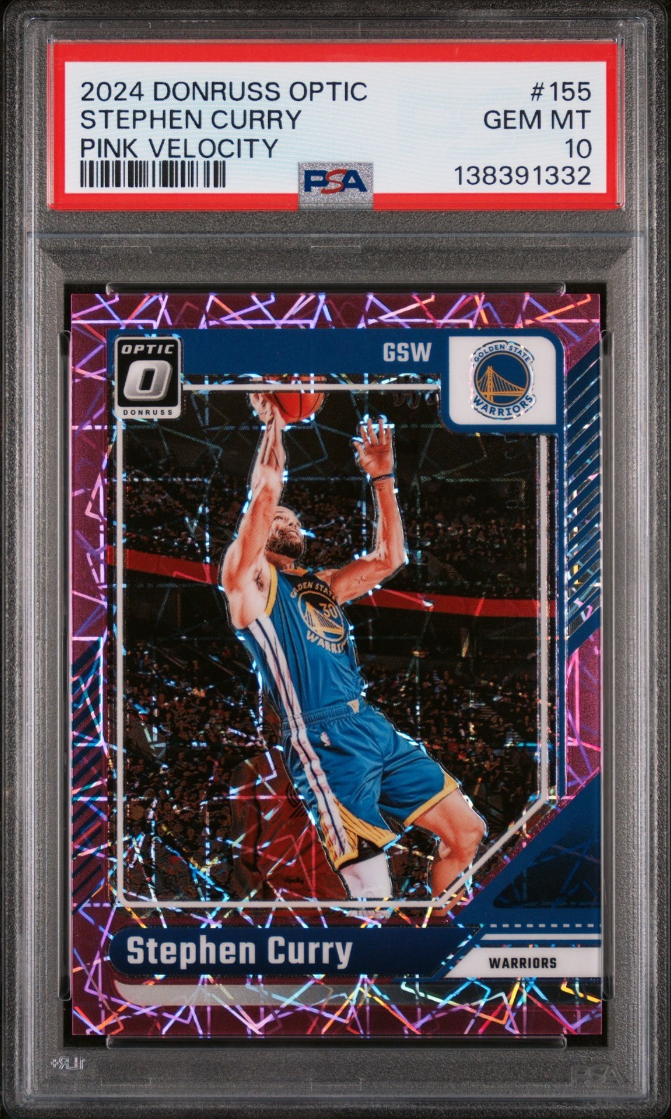 Stephen Curry 2024 Donruss Optic Pink Velocity 34/79 PSA 10 #155