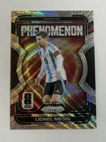2026 Prizm FIFA World Cup Lionel Messi Phenomenon Silver Wave Refractor Card