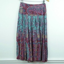 Vintage XS S Midi Skirt Paisley Whimsigoth Boho Festival 90s Peasant Western