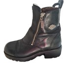 Harley Davidson Womens Black Leather Double Zip Boot Size 8 Moto Biker