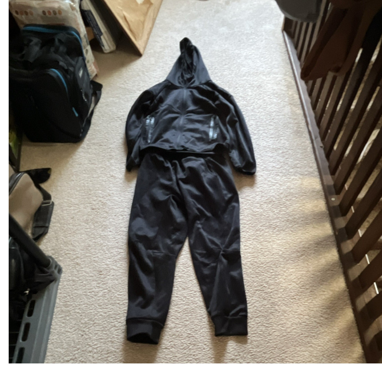 SILVERSILK Men's Black Polyester 2-Piece Hooded Hoodie & Pants Set Size L