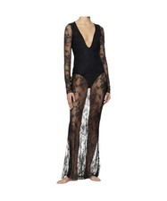SKIMS ULTRA FINE LACE PLUNGE LONG DRESS ONYX SMALL NEW NWT Bag 2