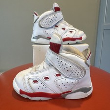 Nike Air Jordan White Red Toddler Kids No Tie Size 7c Retro DM1158-106
