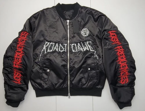 RTA Lost Frequencies Size M Mens Black Satin Bomber Jacket  Embroidered New - product listing photo