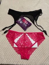 New Sheer and Lace 3 Piece Garter Lingerie Se...
