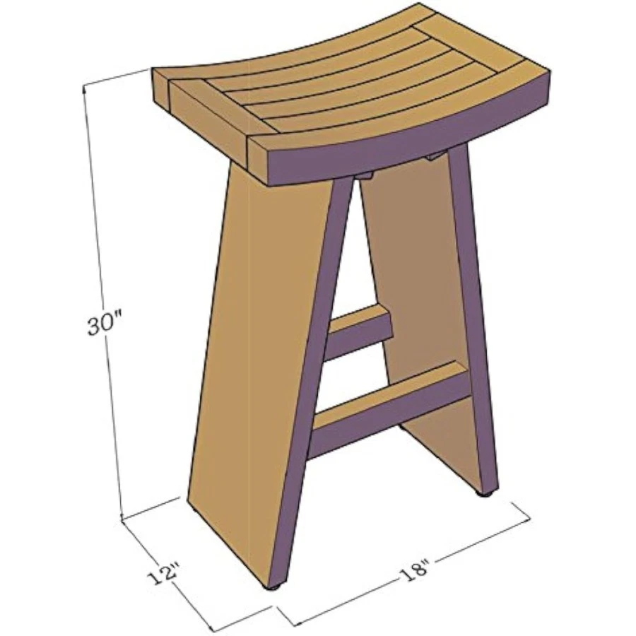 El taburete de bar original de teca asia de 30" de alto Foto 4 de 4