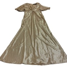 Lauren Ralph Lauren Dress Womens 8 Gold Metallic Twist Front Gown Black Label