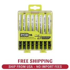 (10-Piece) Ryobi Jig Saw Blade Set, All Purpose, Universal, Wood Plastic Metal