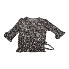 Sienna Sky Floral Long Sleeve Ruffle Tie Waist Top - Small