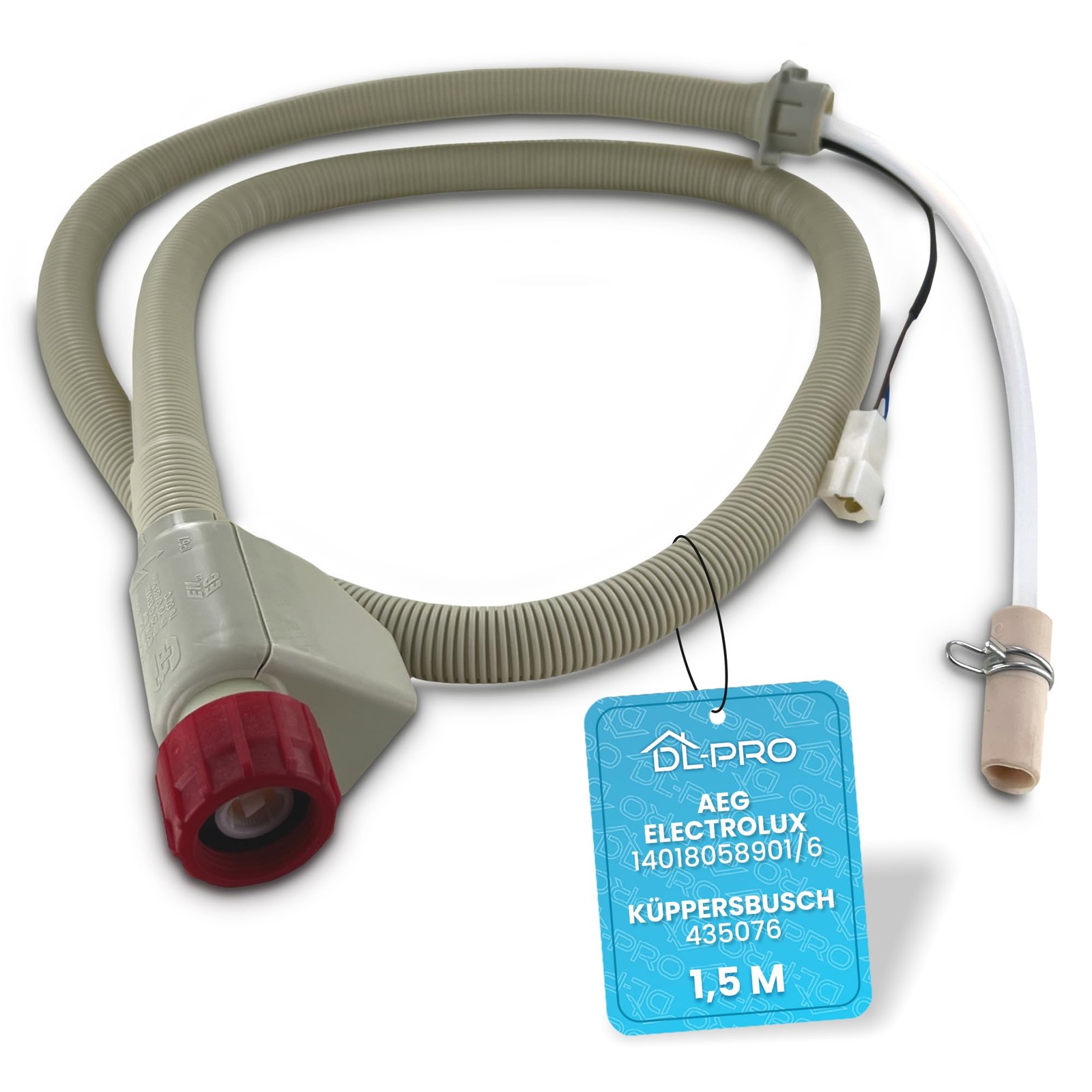 Tuyau d'alimentation 1,5 m d'eau pour machine AEG Electrolux Juno 14018058901/6 de remplacement
