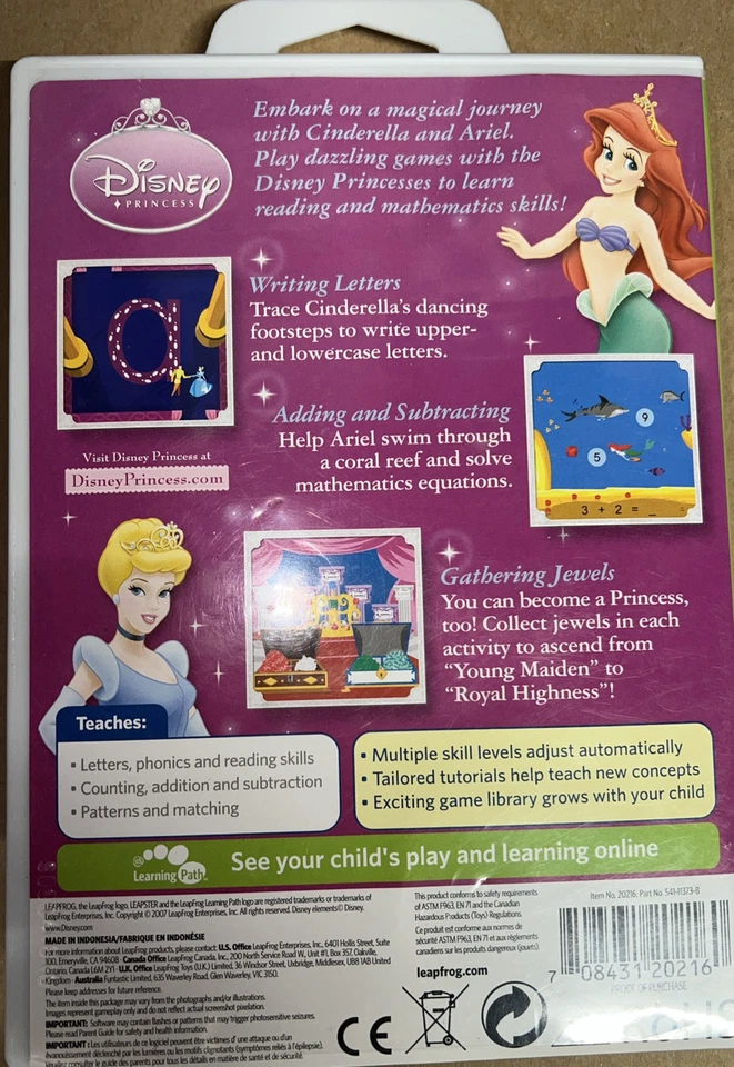 Leap Frog Disney Princess Enchanted Learning Game ~ Cinderella Mermaid S - Image 2 of 4