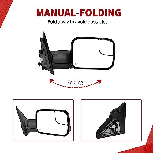  Towing Mirror Compatible with 2002 For 02-09 Ram 1500 RH Right Passenger Side - Picture 4 of 12