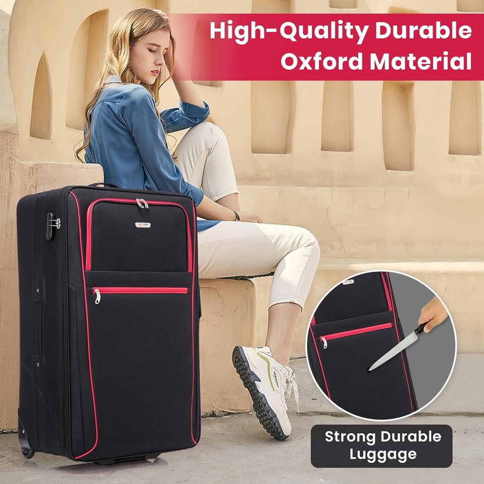 Expandable Suitcase Set - Large Check-In & Medium Cabin Luggage, Lightweight With Wheels