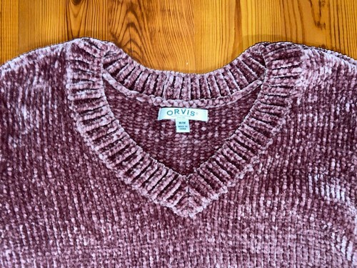 Suéter ORVIS Cuello en V Rosa Súper Suave Chenilla Manga Larga Talla M (Medio) - Imagen 8 de 8