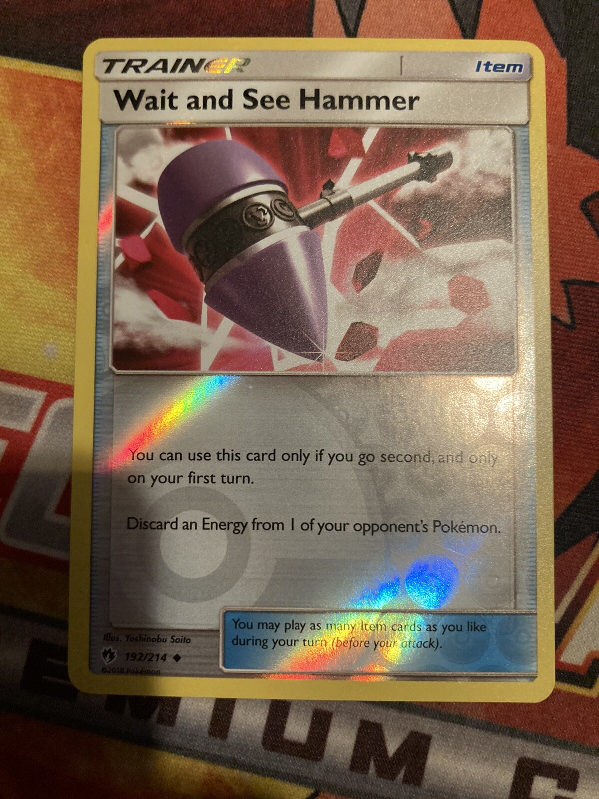 Pokemon Wait and See Hammer 192/214 Reverse Holo Uncommon Lost Thunder Near Mint