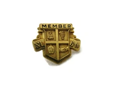 NIBA Member Lettered Screw Back Pin Vintage & Gold Tone