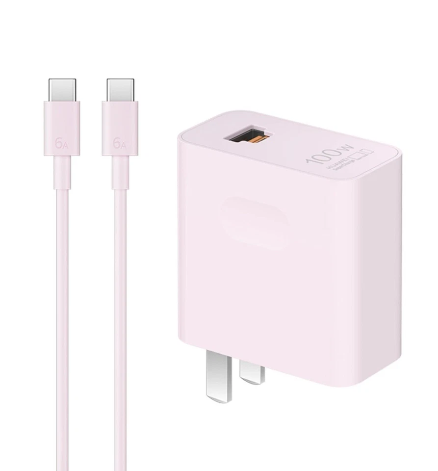 Cargador de pared HUAWEI SuperCharge Max 100W con cable para Mate60 Matepad pro rosa Foto 2 de 4