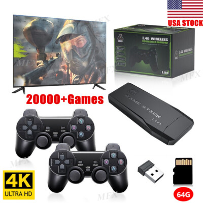 HDMI 4K TV Game Stick Console Built in 64GB 20000+ Retro Games Wireless Gamepad