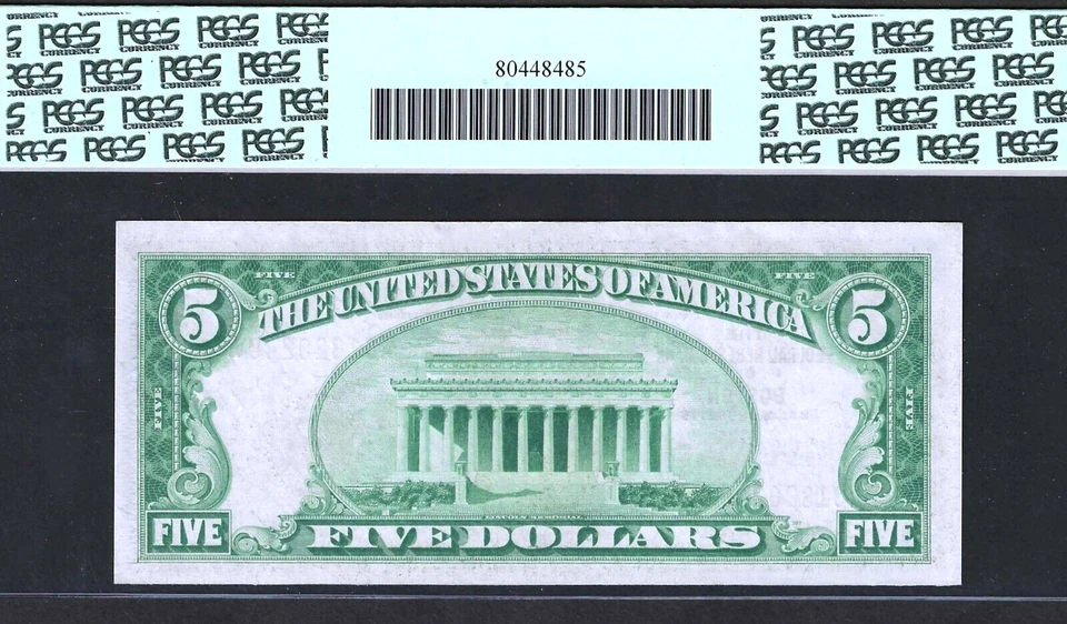 1929 $5 FEDERAL RESERVE BANKNOTE ~ BOSTON, MASS ~ PCGS VERY CHOICE NEW 64 PPQ - Image 2 of 2